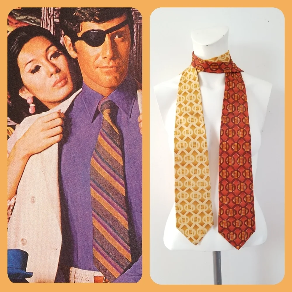VTG Henry Grethel Orange/Yellow 70s styl ties